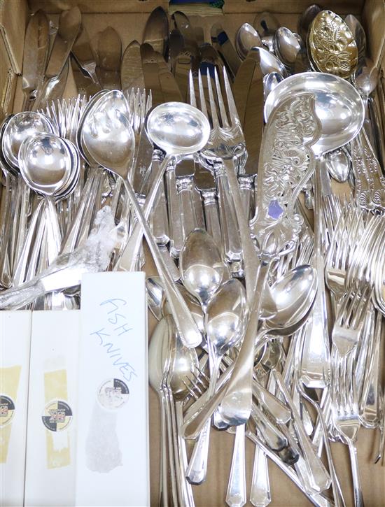 A quantity of plated cutlery